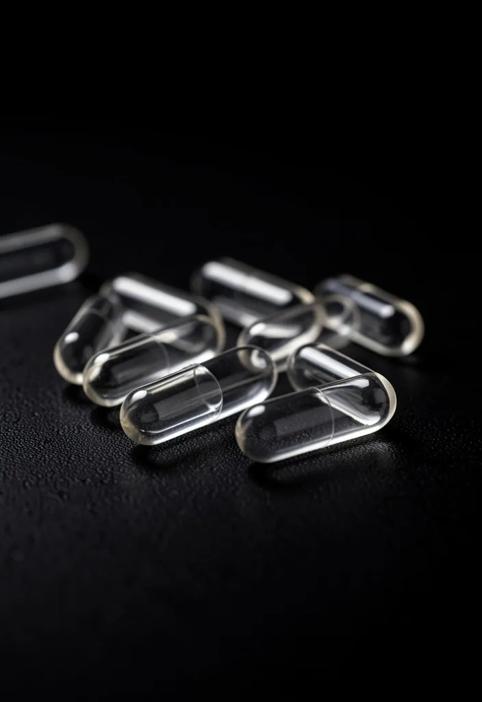 Clean empty capsules on a dark surface