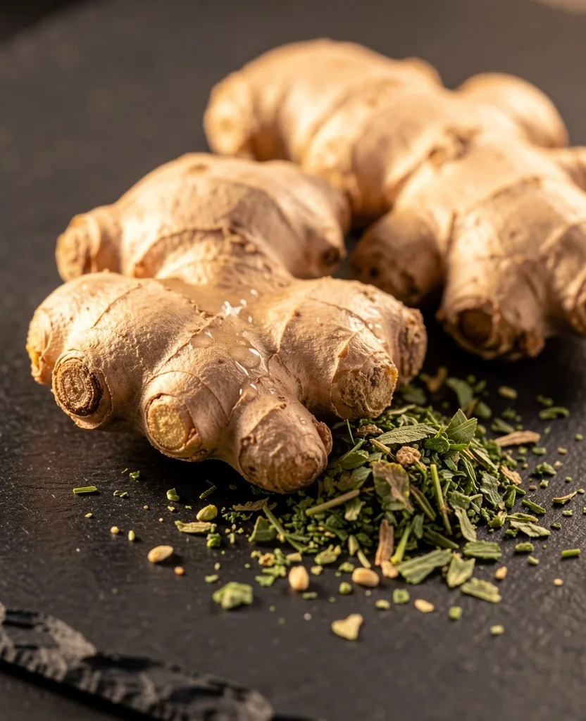 Macro photography of natural botanical ingredients used in men's supplements